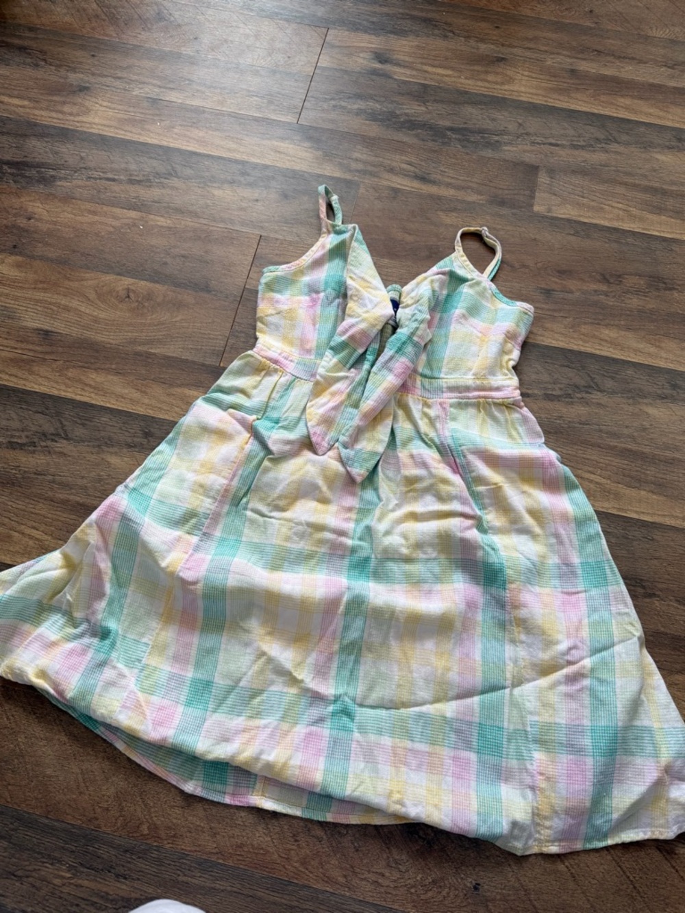 Old Navy Pastel Plaid Midi Dress in Mint, Pink & Yellow